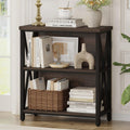 FATORRI Small Bookcase, Wood and Metal Low Short Bookshelf, Industrial Book Case and Rustic Book Shelf for Small Space (Rustic Oak)