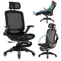 GABRYLLY Ergonomic Office Chair with Footrest, 135° Reclining Desk Chair with Adjustable Lumbar Support,3D Armrest,Headrest & Large Steel Base, 300LBS Heavy Duty Mesh Chair
