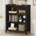 BON AUGURE Rustic Short Bookshelf, 3 Shelf Bookcase, Small Wood Low Book Cases/Shelves, Farmhouse Storage Tier Book Shelves for Home Office, Living Room, Small Space (Rustic Oak)