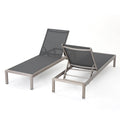 Christopher Knight Home Outdoor Aluminum Chaise Lounge, Set of 2, Grey