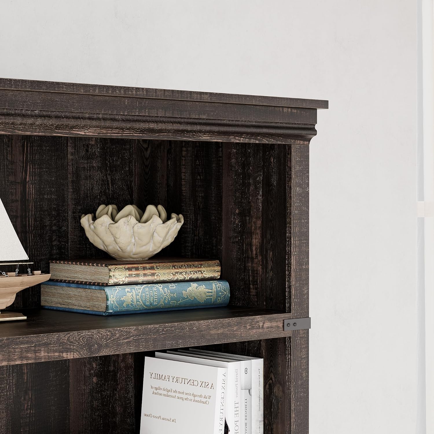 IDEALHOUSE 5 Tier Bookcase, Farmhouse Book Shelf with Storage, 71" Tall Book Case Wooden 5 Shelf Bookcase for Home Office, Living Room, Bed Room (Oak, 67.4" H x 31.5" W x 12.8" D)