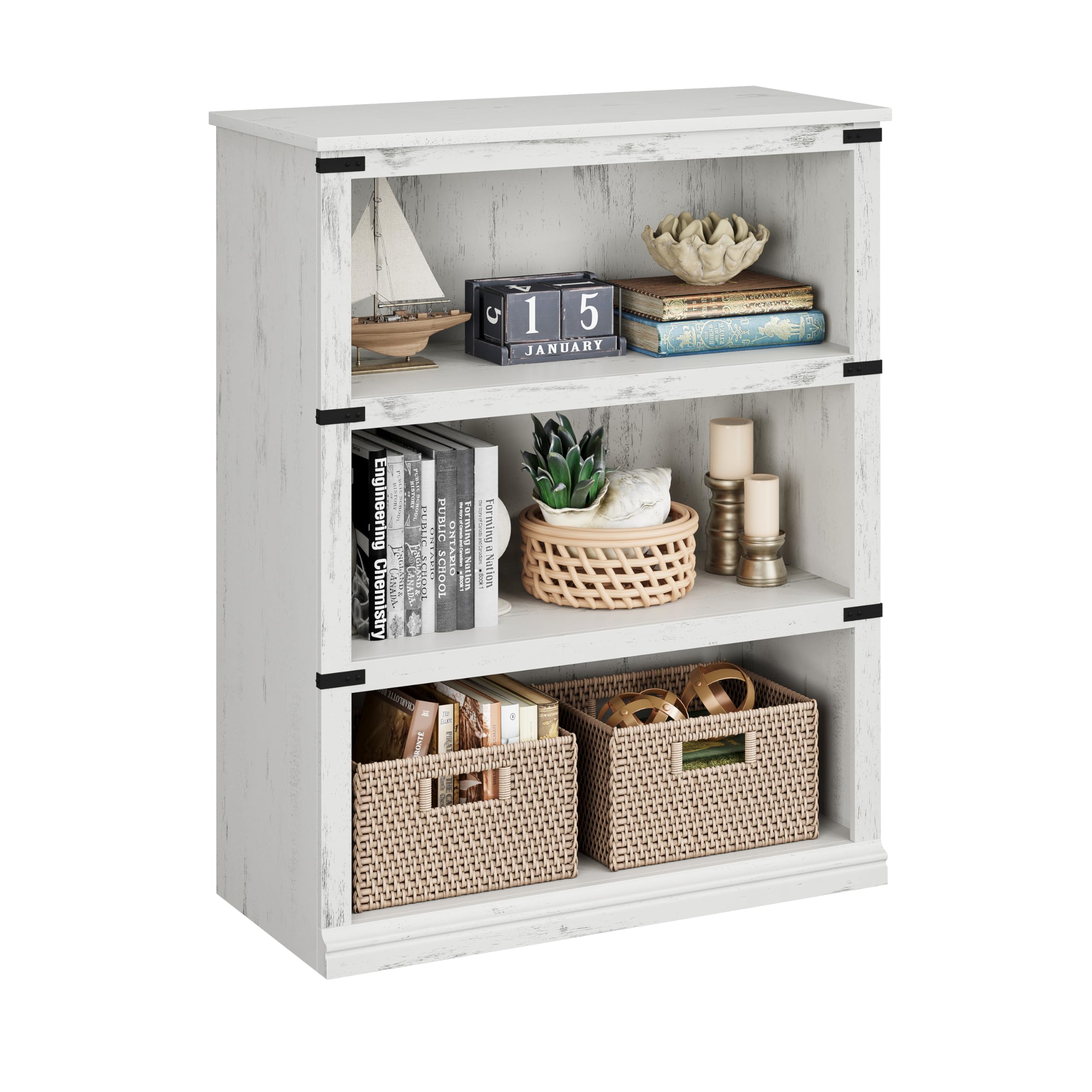 IDEALHOUSE 5 Tier Bookcase, Farmhouse Book Shelf with Storage, 71" Tall Book Case Wooden 5 Shelf Bookcase for Home Office, Living Room, Bed Room (Oak, 67.4" H x 31.5" W x 12.8" D)